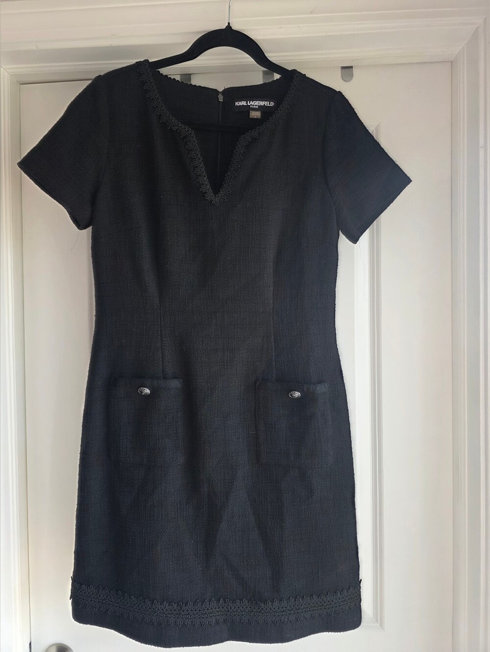 Karl Lagerfeld Black Short-Sleeve Vneck Dress